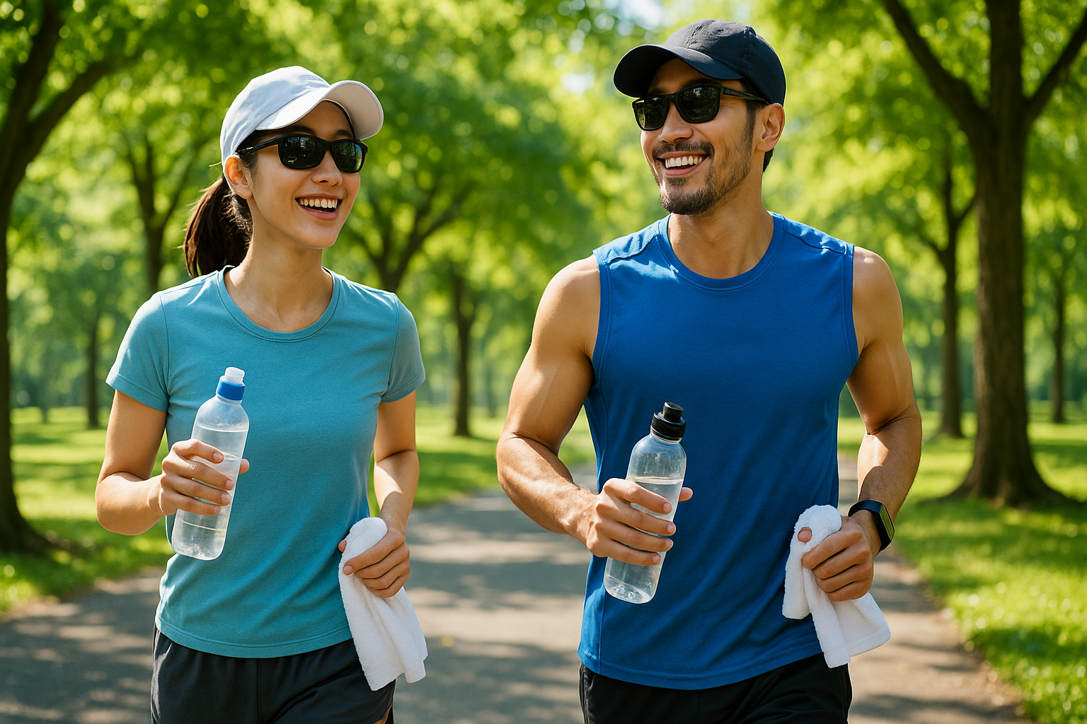 여름 야외 운동을 하는 사람의 모습