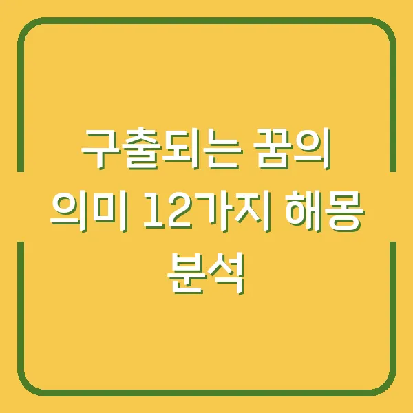 구출되는 꿈의 의미 12가지 해몽 분석
