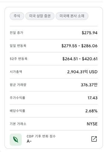 홈디포 상세 주식 표