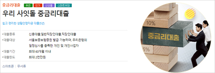 우리은행-사잇돌-중금리대출-간단-설명-이미지