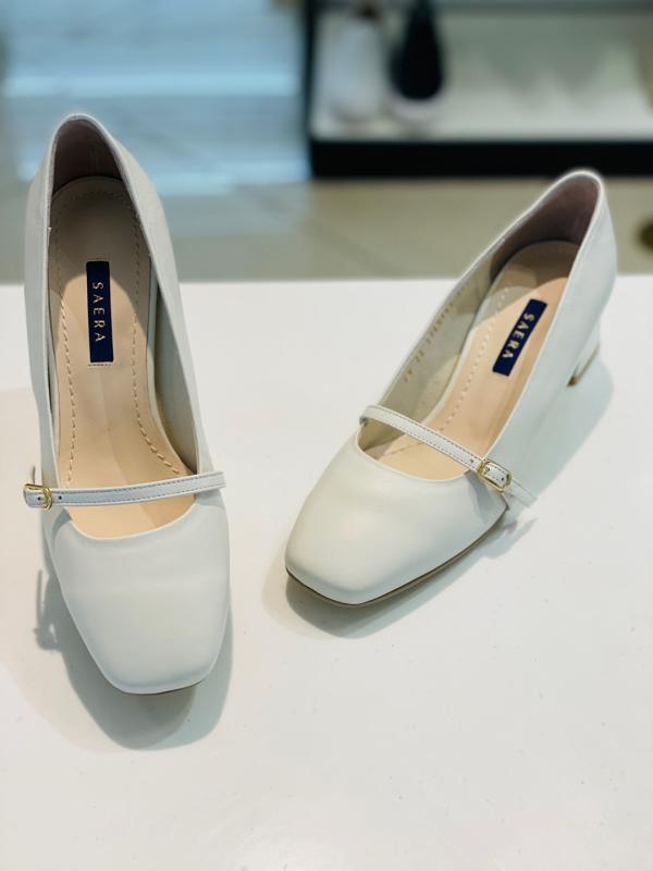 세라 여성 양가죽 스퀘어 메리제인 펌프스 통굽 구두 S22P403 크림 5CM
