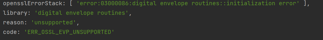 Error: error:0308010C:digital envelope routines::unsupported