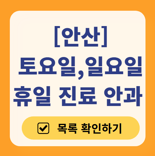 안산 일요일 문 여는 안과 목록 ❘ 토요일, 주말, 공휴일 진료 영업 병원 찾기
