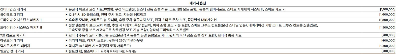 패키지 옵션