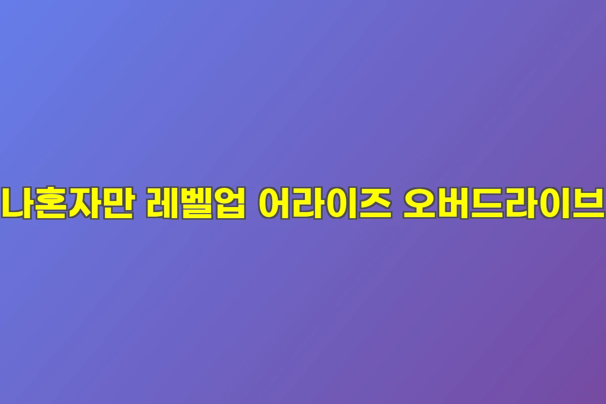 나혼자만 레벨업 어라이즈 오버드라이브