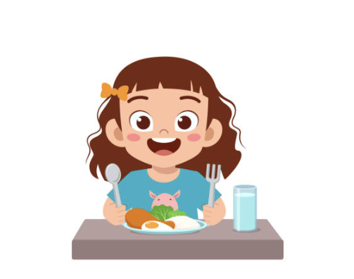 밥 잘먹는 아이 일러스트