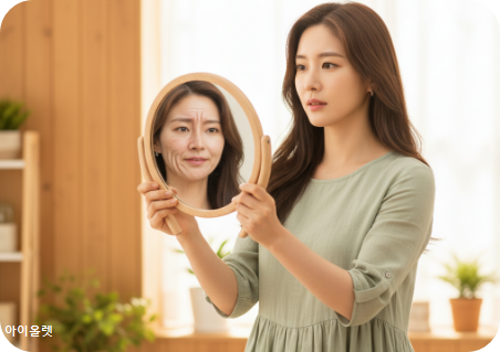 염증노화의 위험 (피부 세포 손상 표현)