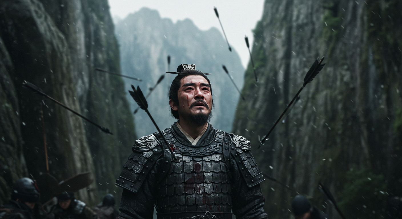 낙성(낙봉파)에서 화살을 맞고 쓰러지는 방통의 최후