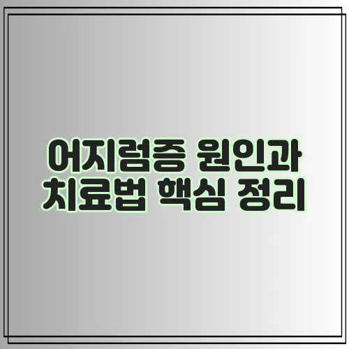 어지럼증 원인과 치료법 핵심 정리, 꼭 알아야겠죠?