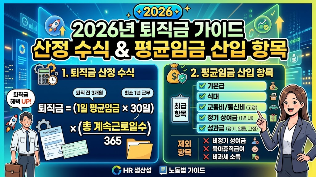 2026년 퇴직금 계산기 수식 및 연차수당 포함 기준 가이드
