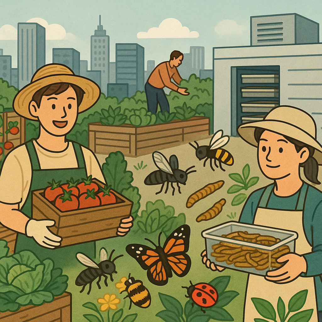 도시농업하는 남자와 곤충농업하는 여자