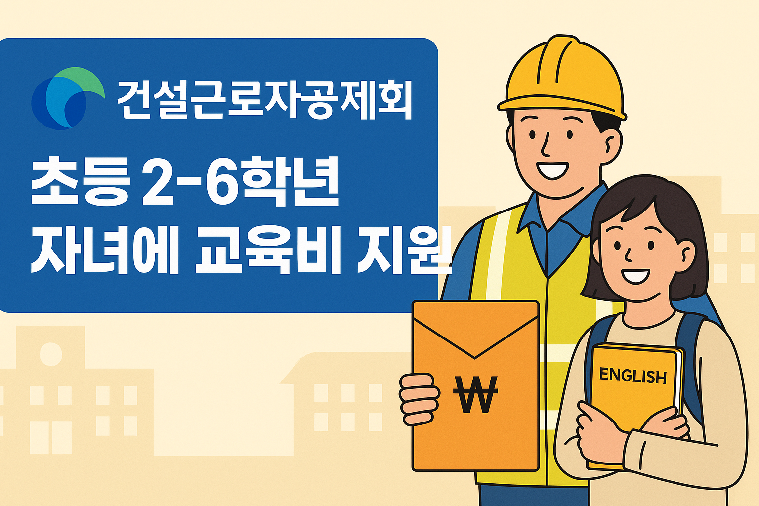 건설근로자공제회, 초등 2~6학년 자녀 교육비 지원 신청 안내 관련된 사진