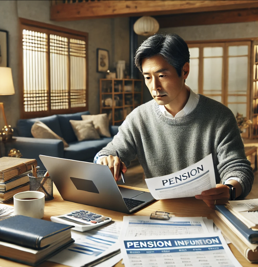 연금 계획을 검토하는 중년