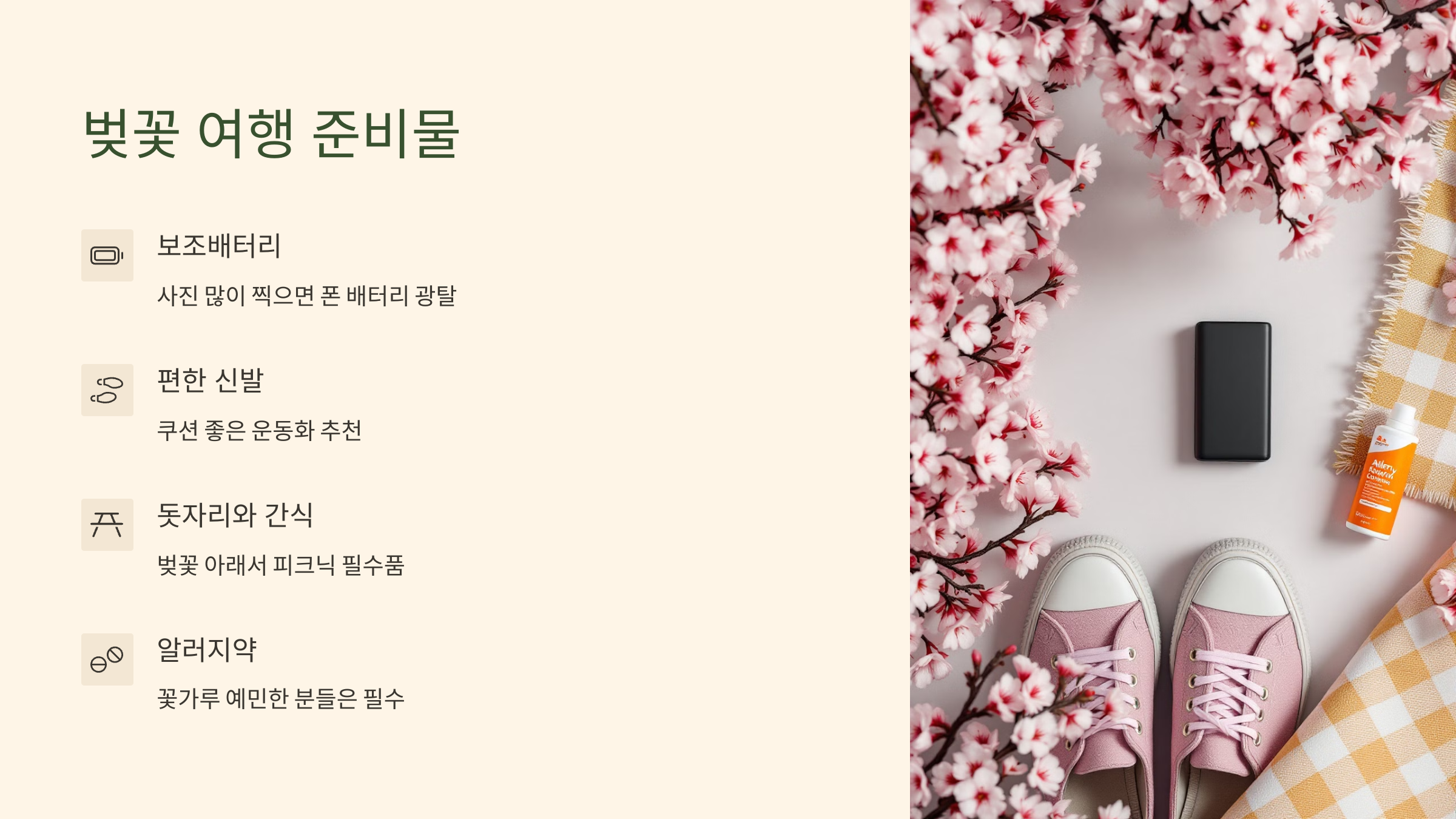 벚꽃 여행 준비물