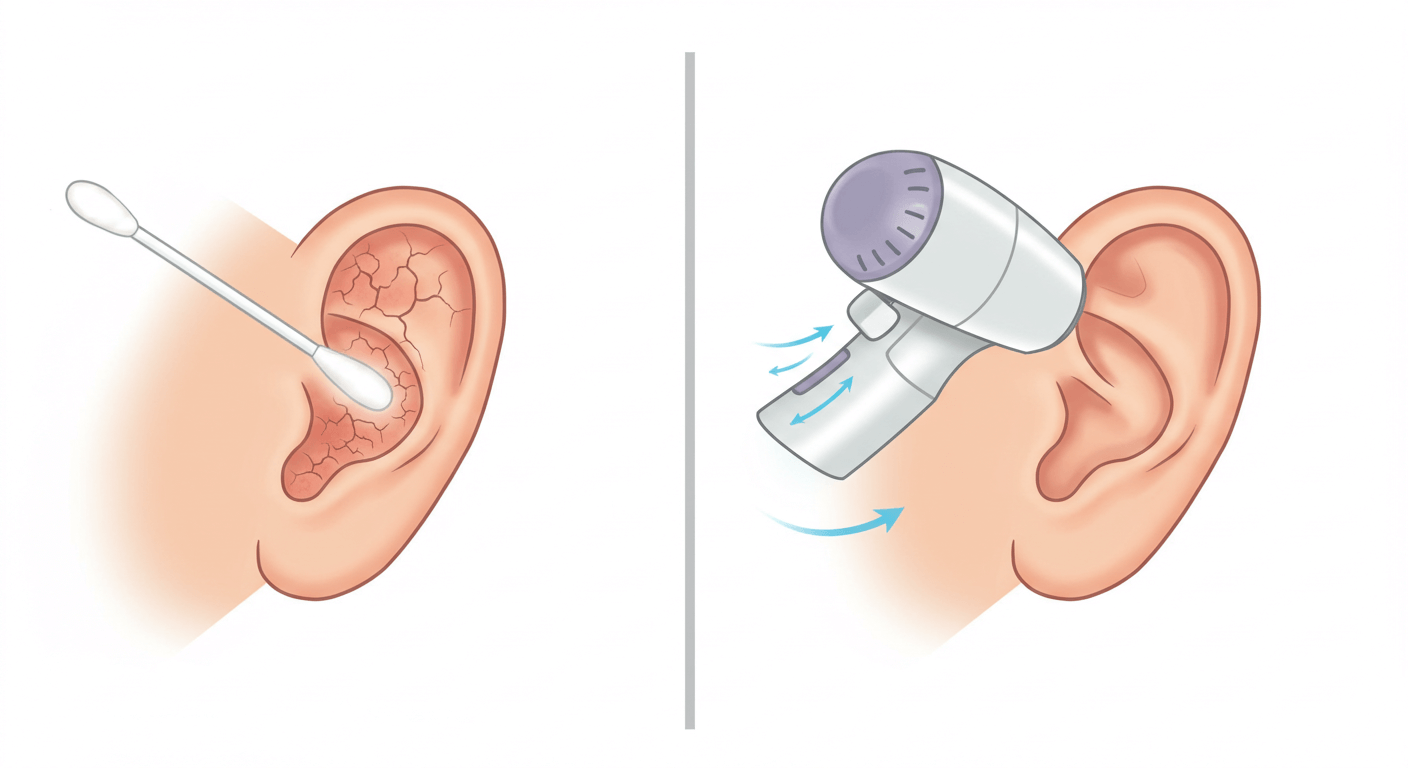 귀건조와 피부 자극 측면에서 비교