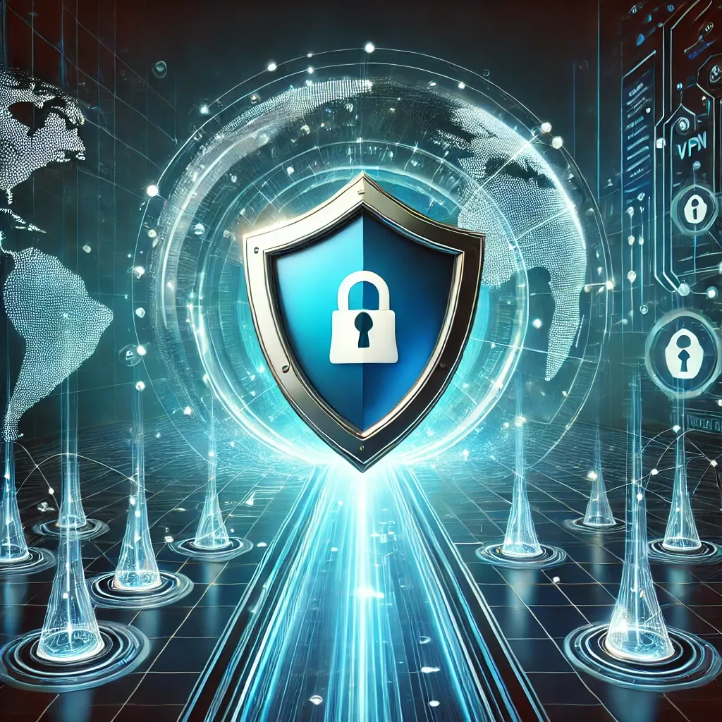 vpn 보안 인터페이스와 자물쇠 아이콘이 보이는 노트북