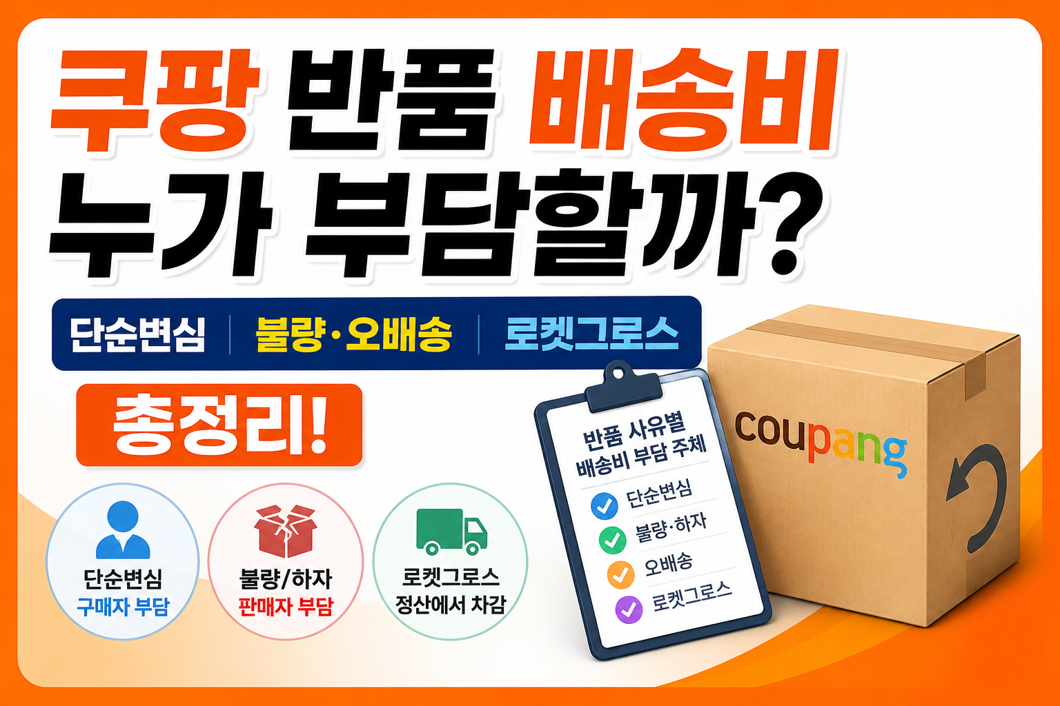 쿠팡 반품 배송비 누가 부담할까? 단순변심·불량·로켓그로스 반품까지 한 번에 정리