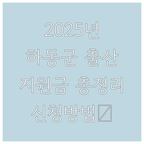 2025 하동군 출산장려금 총정리: ..