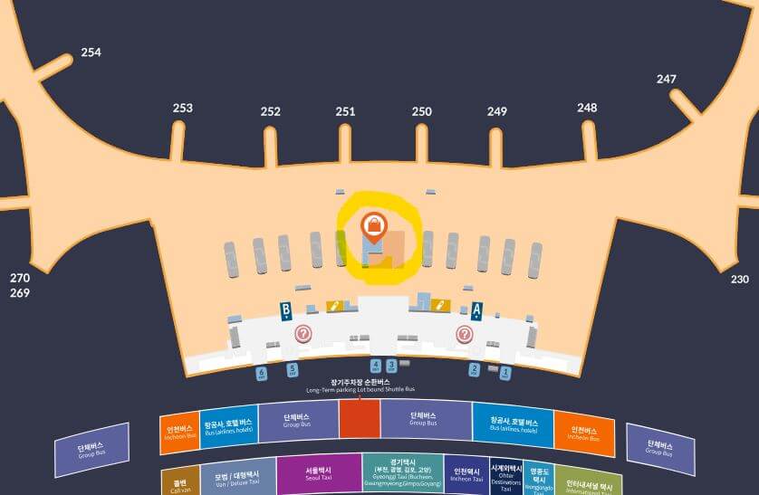 인천공항 제2여객터미널 입국장 면세점 위치도