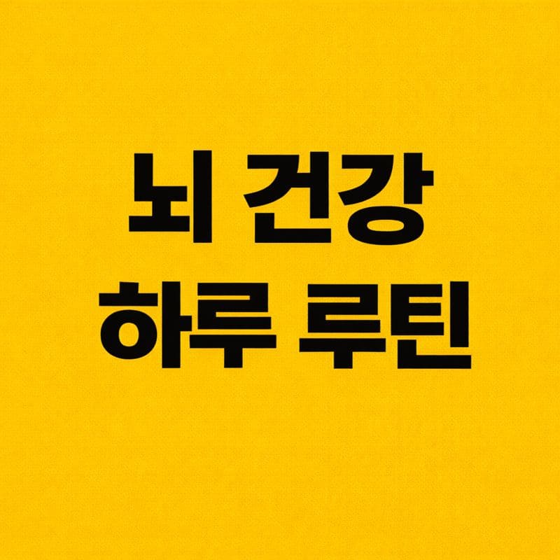 뇌 건강 하루 루틴