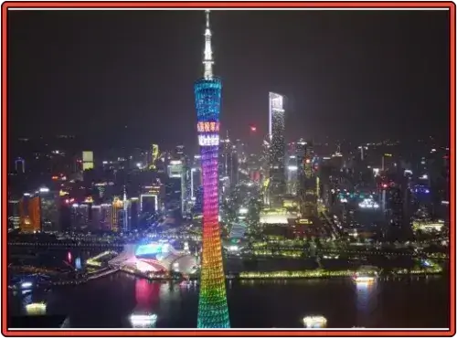 중국 광저우 타워 야경