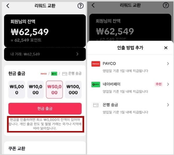 틱톡라이트출금하기