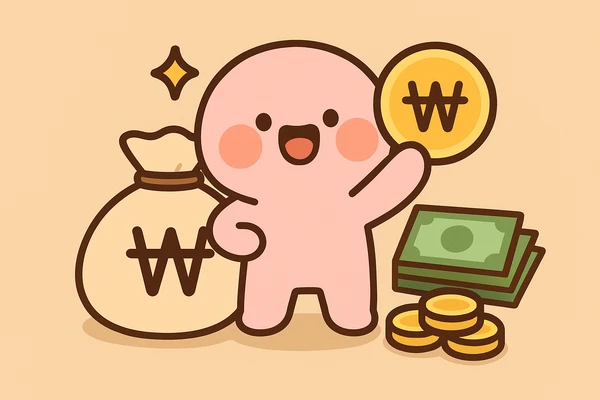 세금 환급으로 기분 좋은 캐릭터