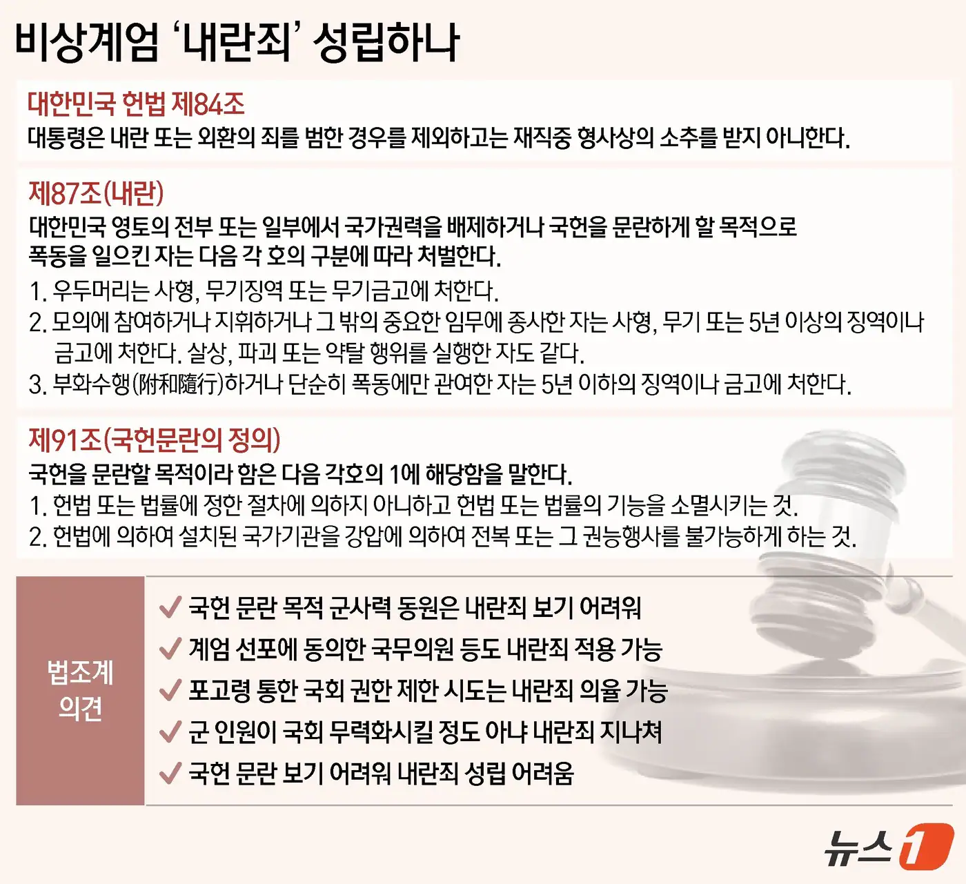 비상계엄령과 내란죄 성립에 대한 의견