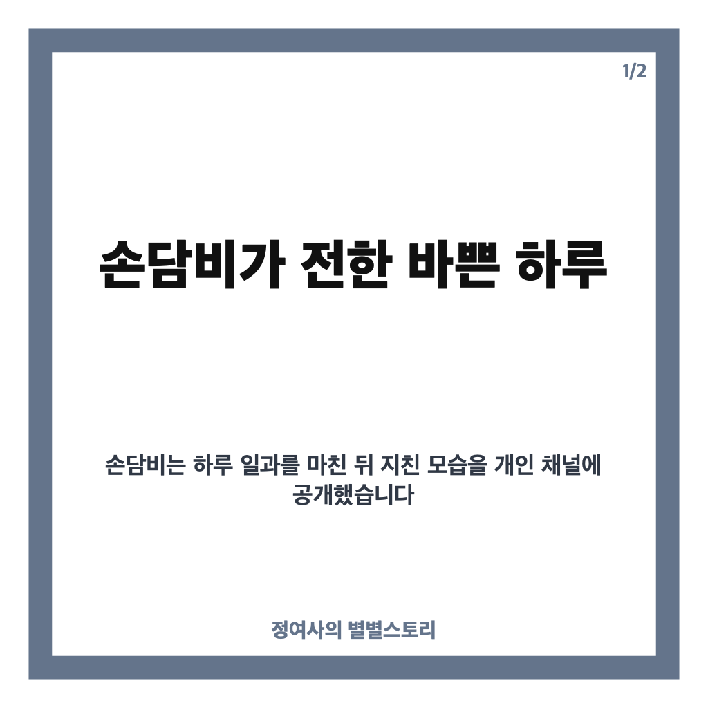 손담비 출산 후 21kg 감량, 바쁜 촬영 일정 속 전한 근황 카드뉴스 1
