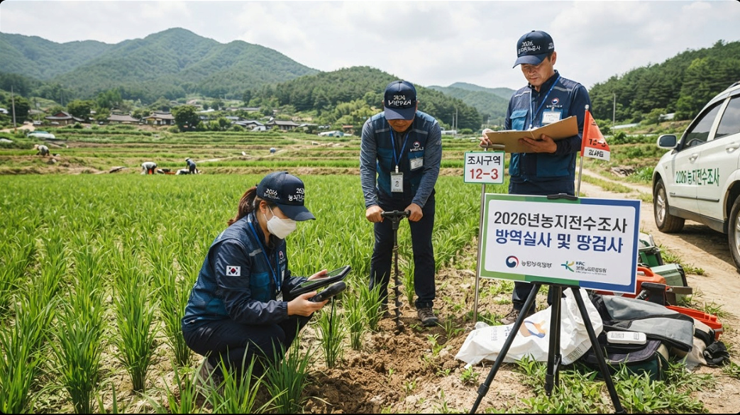 2026년 농지 전수조사 현장 실사 및 토지 점검 모습