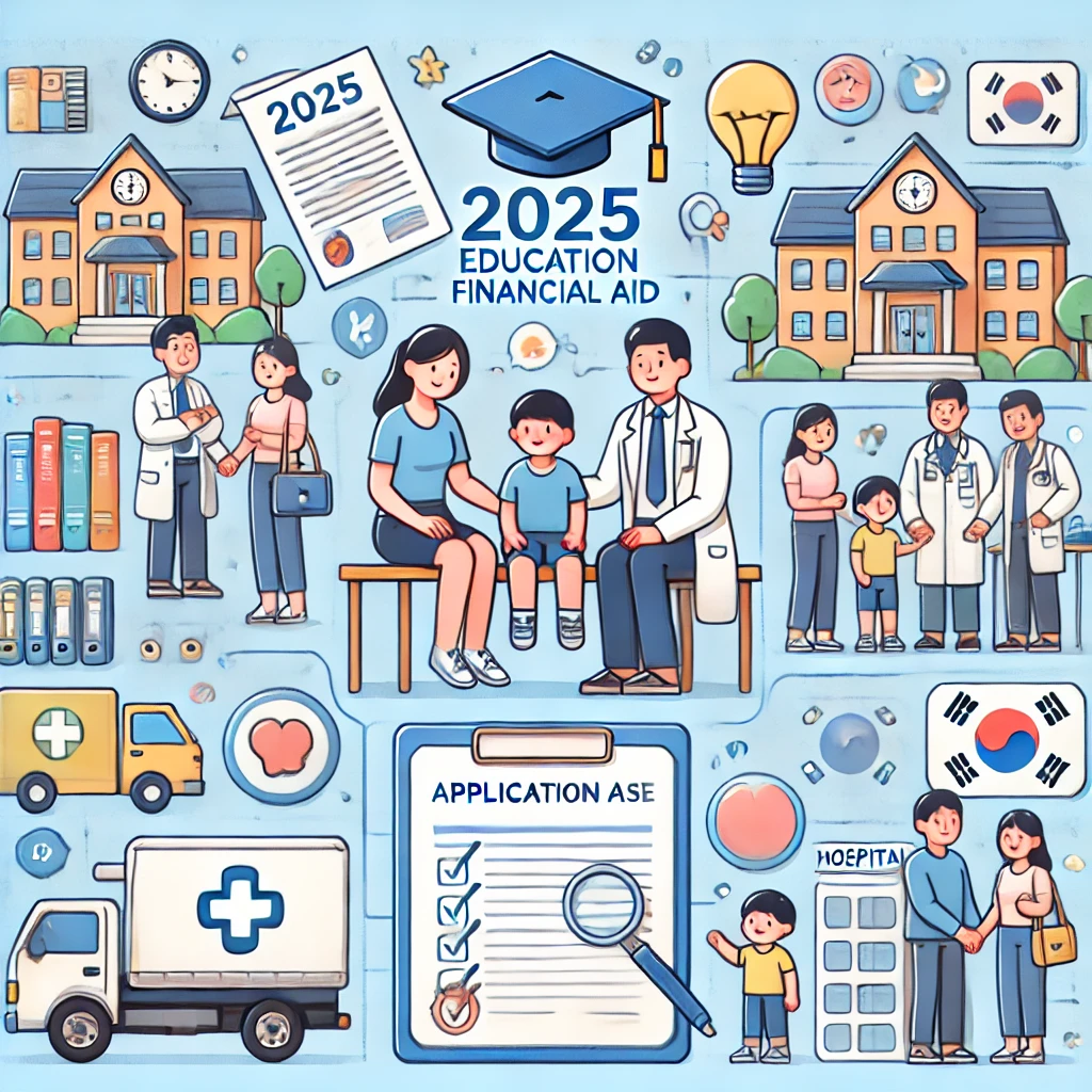 2025 저소득층을 위한 교육 의료 지원금을 설명하는 일러스트