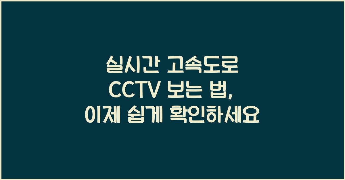 실시간 고속도로 cctv 보는 법