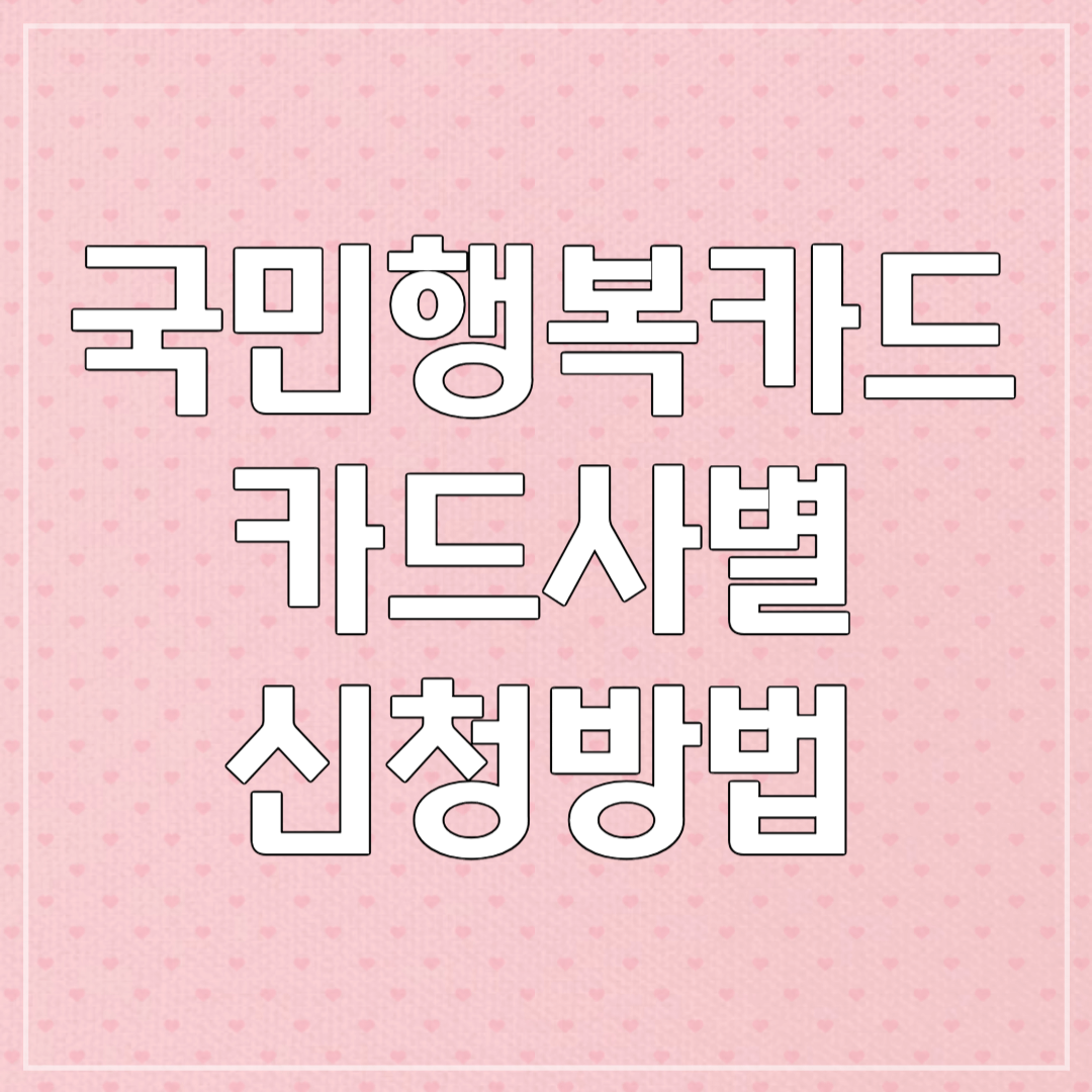 국민행복카드 카드사별 신청방법