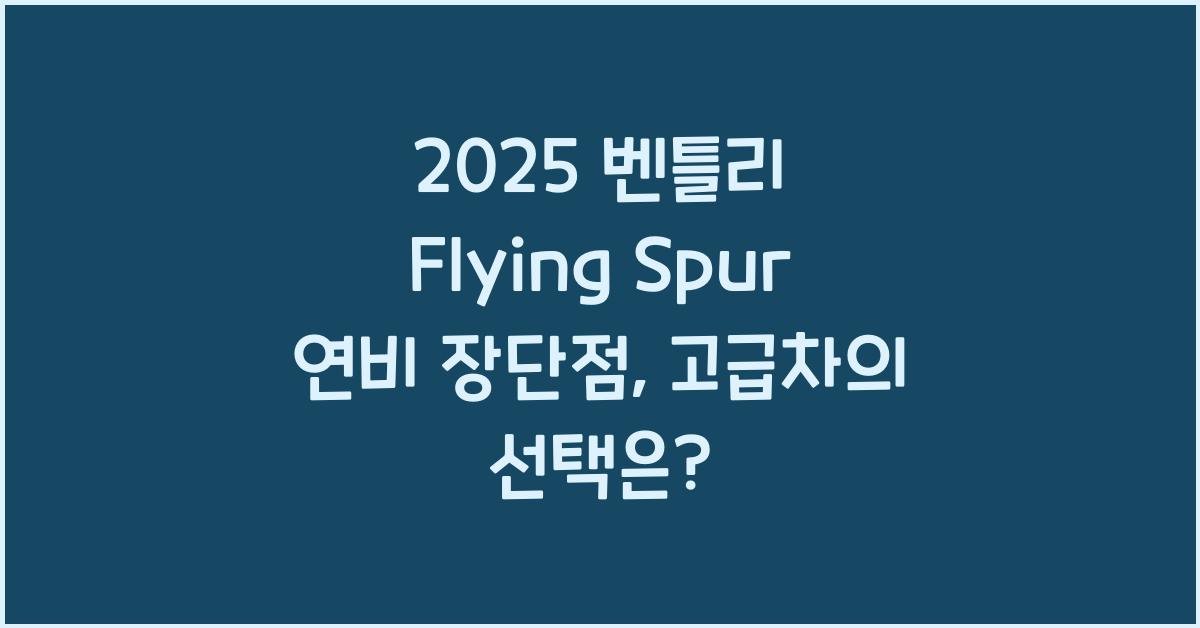 2025 벤틀리 Flying Spur 연비 장단점