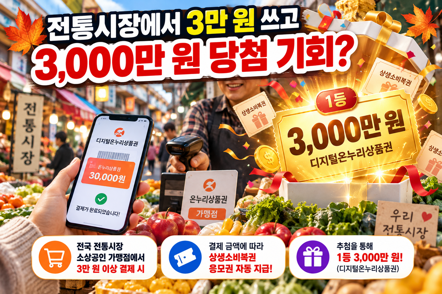 전통시장에서 3만 원 쓰고 3,000만 원 당첨 기회?