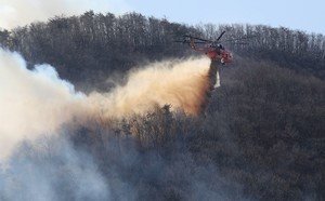 경주 산불 진화중