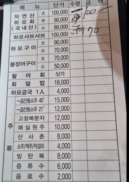 고성-갯장어-샤브샤브-하모곰탕-군령포하모자연산횟집