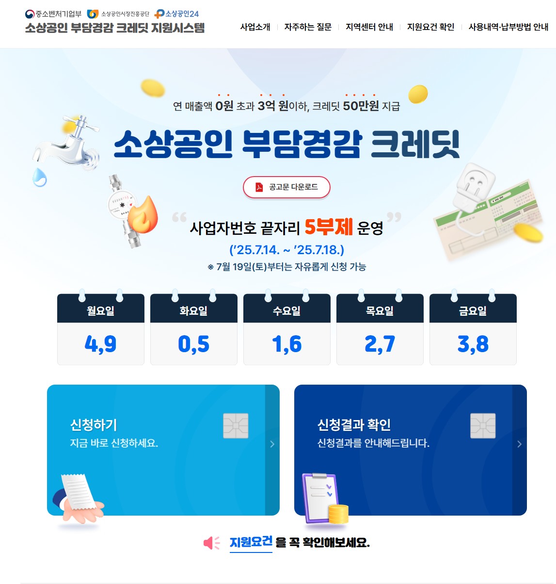 소상공인 부담경감 크레딧 지원대상,신청방법