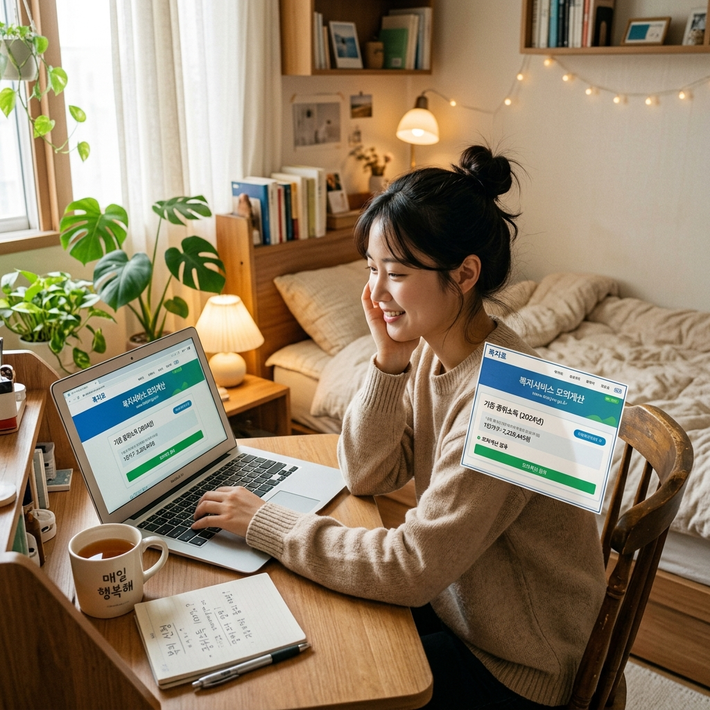 청년 1인 가구 복지로 모의계산 장면