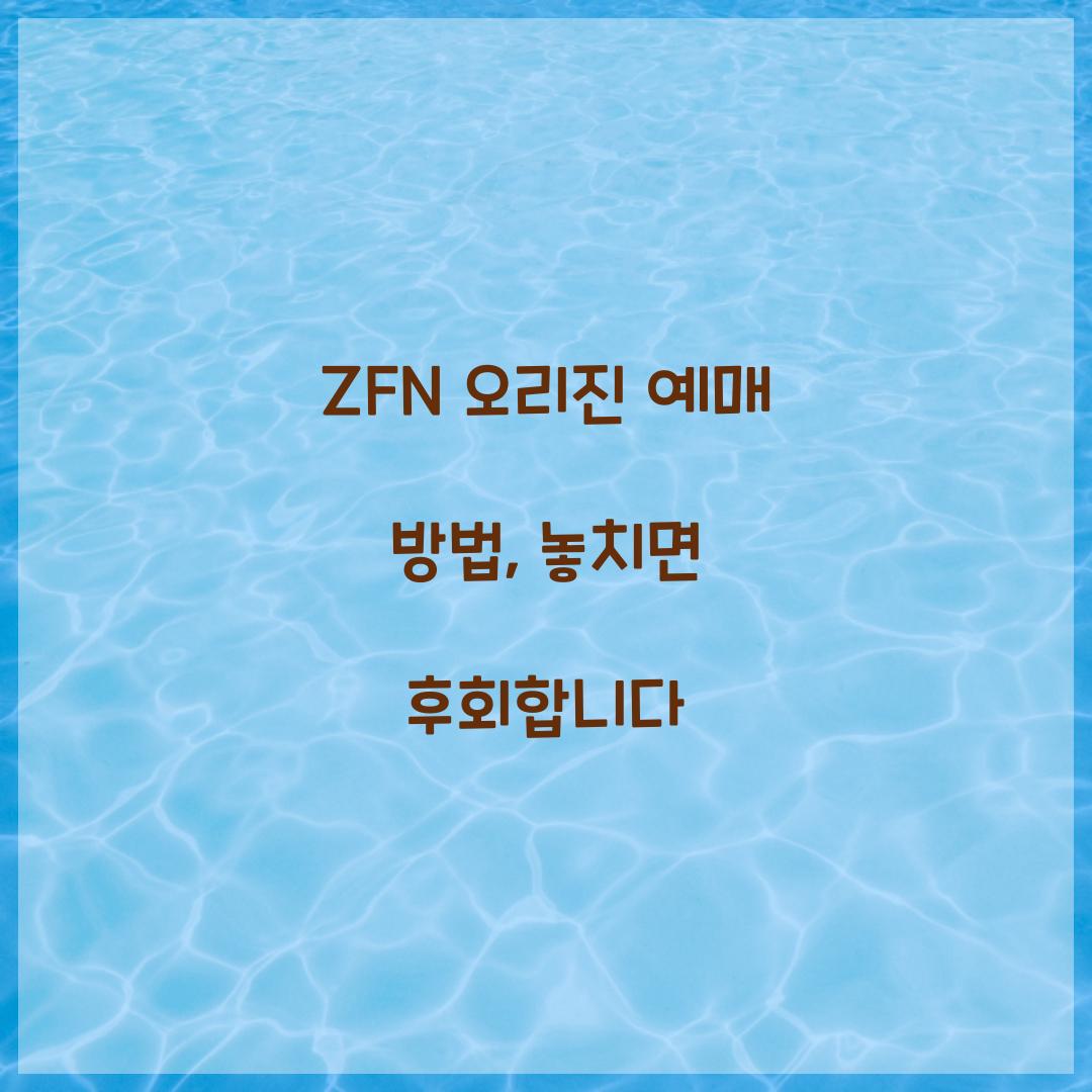 ZFN 오리진 예매 방법