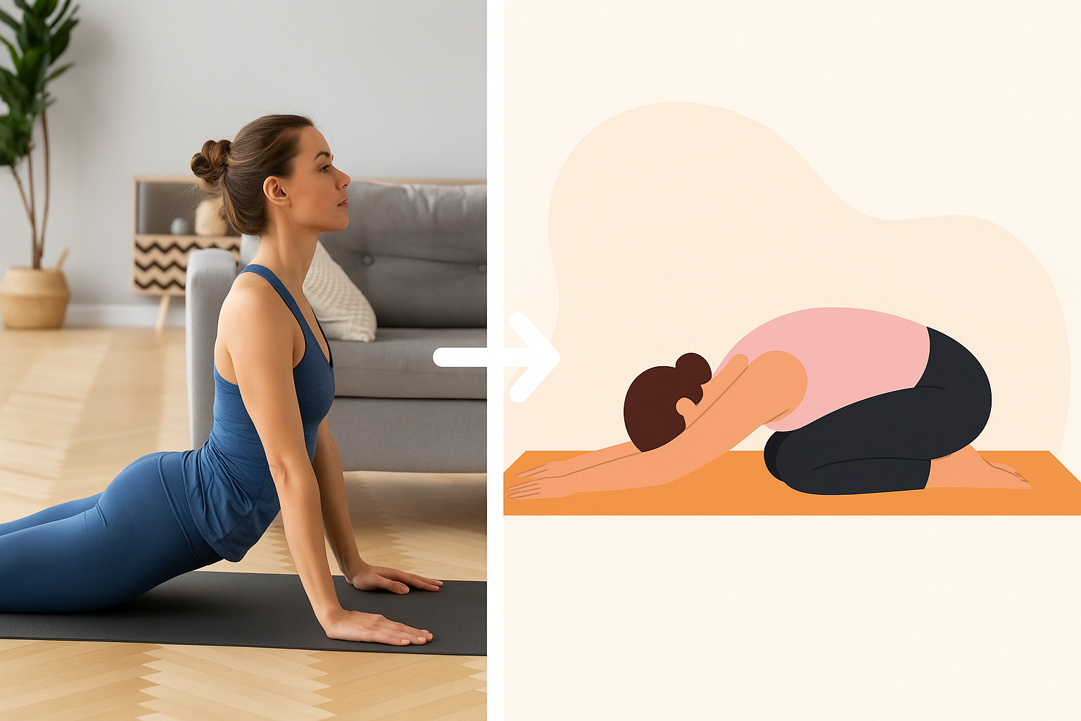 코브라 투 차일드 포즈(Cobra to Child's Pose)