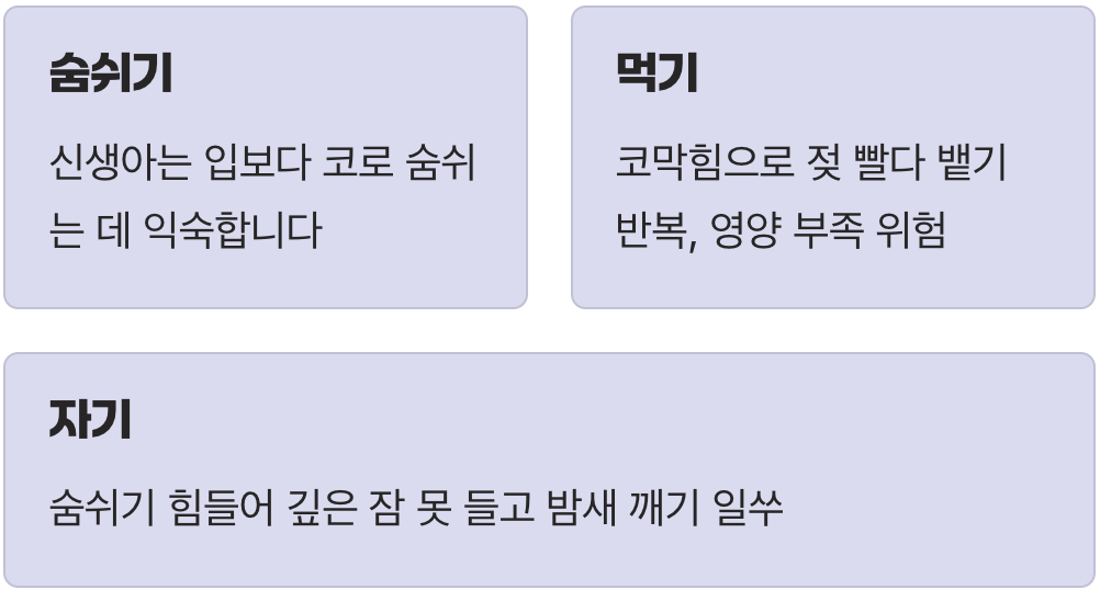 숨쉬기, 먹기, 자기 – 아기의 기본 생활을 지켜줘요