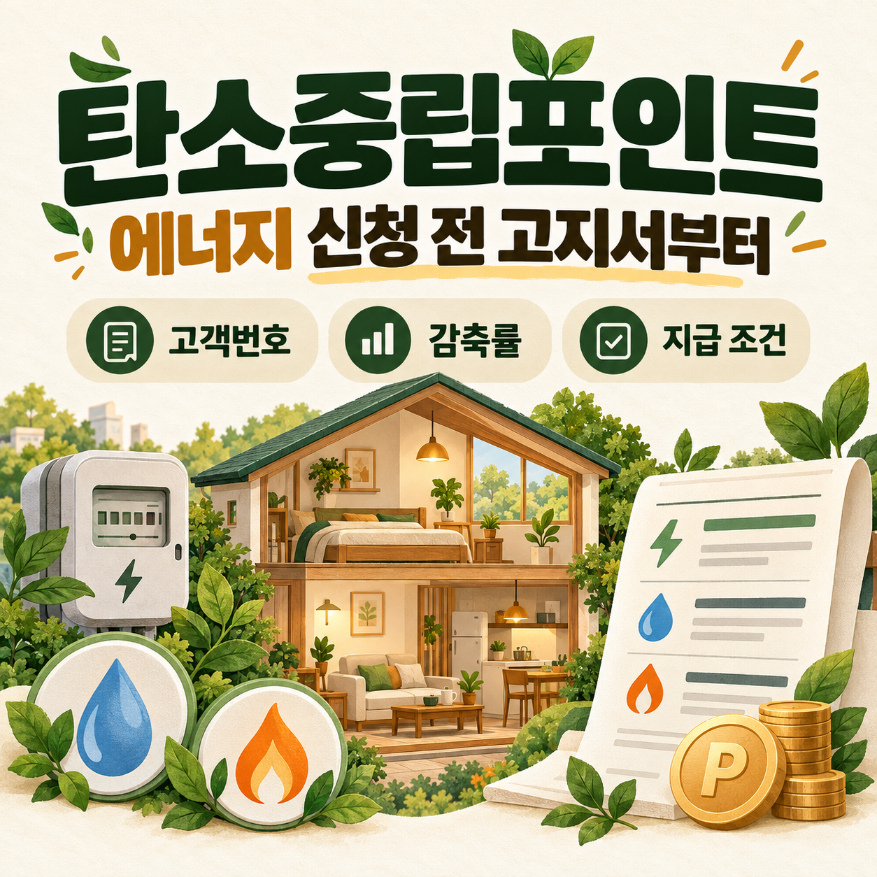 탄소중립포인트 에너지 신청, 고객번호와 지급 조건