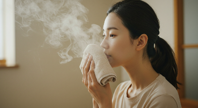 따뜻한 물수건을 이용한 스팀 호흡법