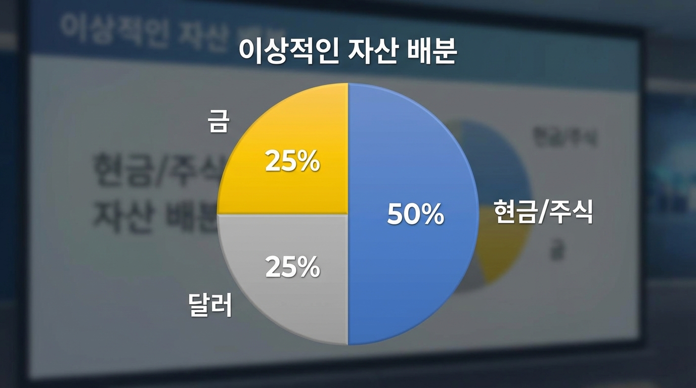 위기 상황 대비 이상적인 안전 자산 배분 비중 원형 차트