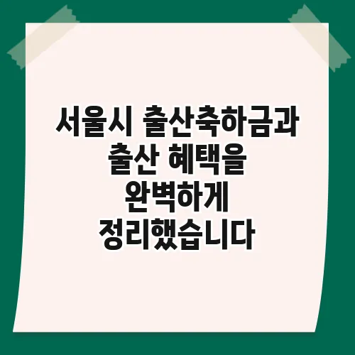 서울시 출산축하금과 출산 혜택을 완벽하게 정리했습니다
