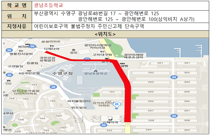 광남초등학교 어린이보호구역