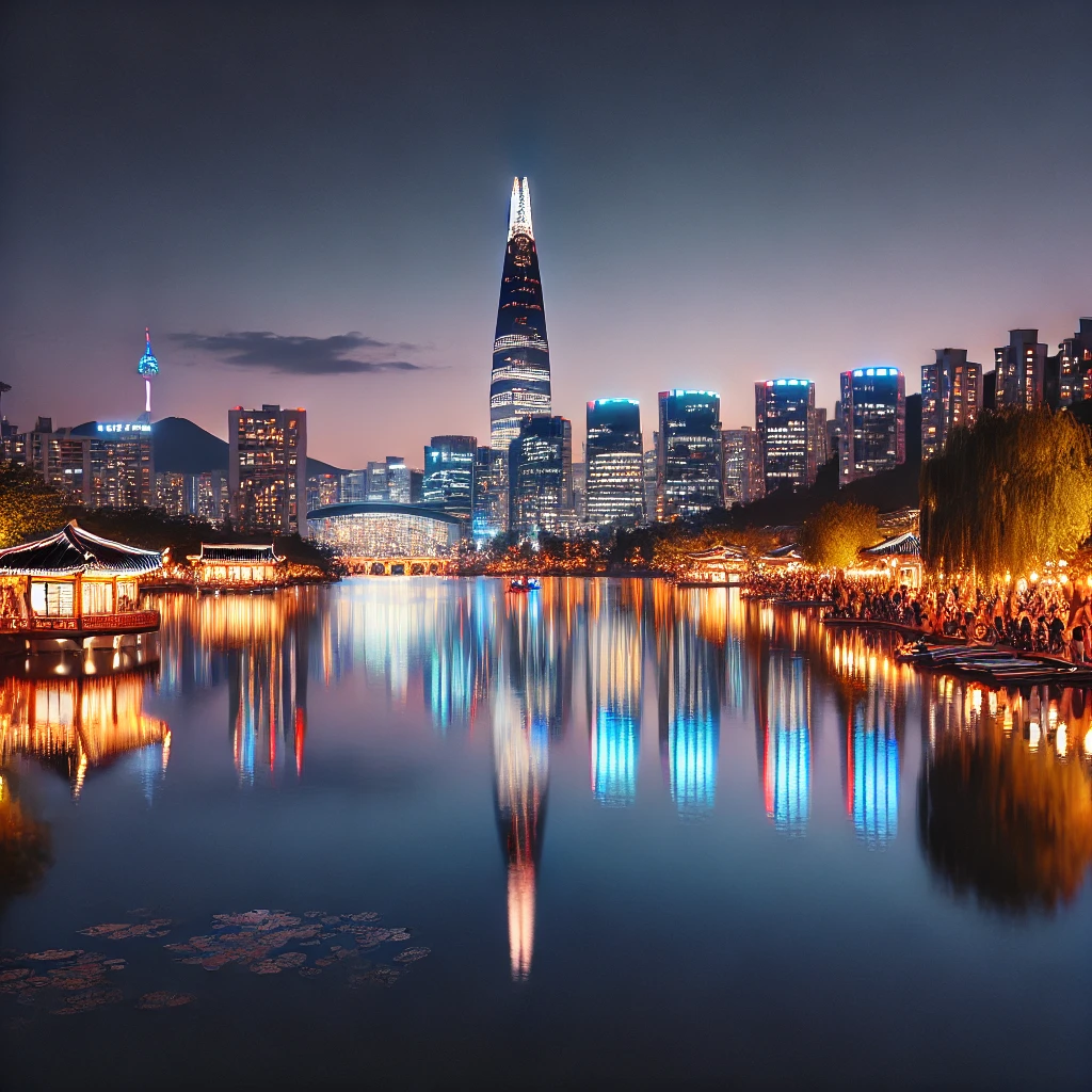 석촌 호수 야경 - AI생성