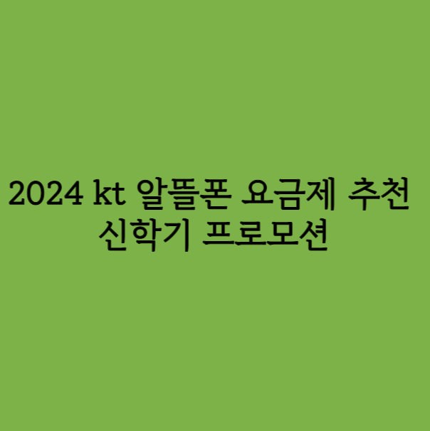 2024 kt 알뜰폰 요금제 추천