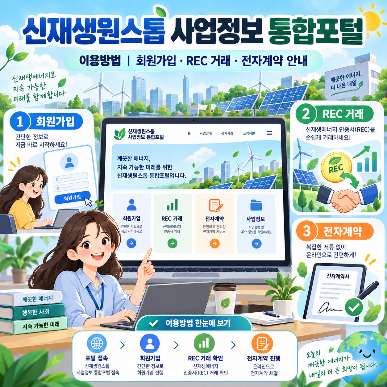 신재생원스톱 사업정보 통합포털 이용방법｜회원가입&middot;REC 거래&middot;전자계약 안내